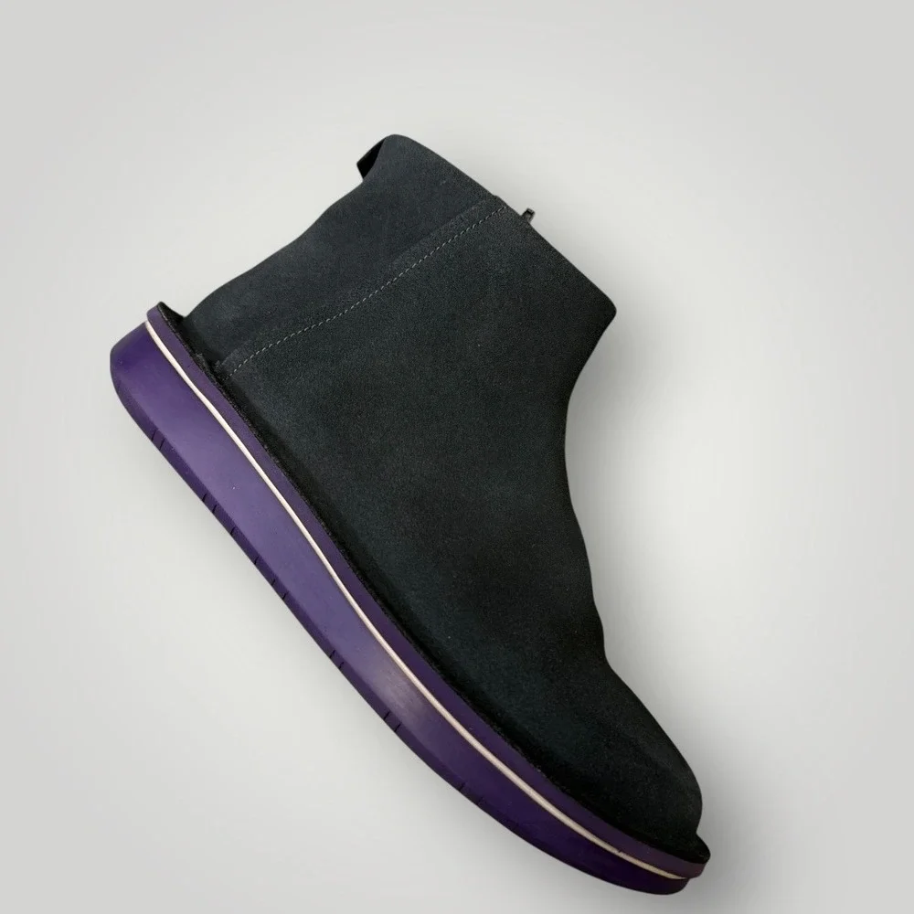 Camper Formiga Charcoal Suede Purple Sole Side Zip Ankle Boots Womens‎ 37